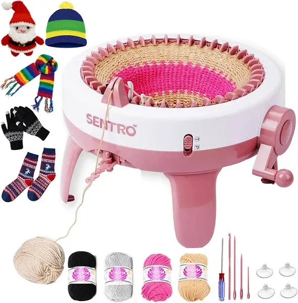 SENTRO Knitting Machine 48 Needles, Crochet Machine, Smart Knitting Board Rotating Double Knit Loom Machine, Weaving Loom Machine Kit, DIY Knit Loom Machine Kit for Hat, Scarves, Gloves, Socks