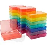 Bright Creations 24 Pack Photo Storage Boxes for 4x6 Pictures with 40 Blank Labels, Rainbow Colored Cases, Greeting Card Organizer (64 Total Pieces)