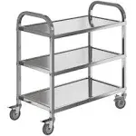 Amarite 3 Shelf Stainless Steel Cart,400 lbs,1MM Thick,Serving Cart with Wheels, Household, Service Trolley,360°Rotation Storage Shelf with Locking ART026-2