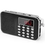 Prunus Mini Portable Radio Am FM Pocket Radio with MP3, LED Flashlight, Digital Radio Speaker Support Micro SD/TF Card/USB, Auto Scan S