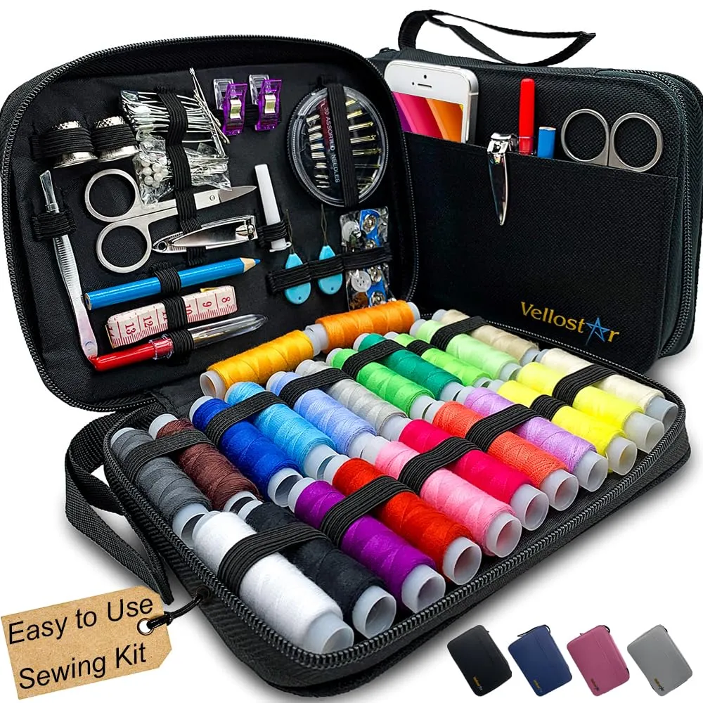 VelloStar Sewing Kit for Adults Over 100 Sewing Supplies and Accessories Needle and Thread Kit for Sewing