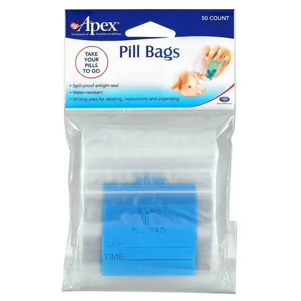 Apex Pill Bags 50 Count, Convenient way to organize your pills on the go #70025