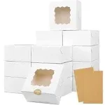 Moretoes 30pcs Bakery Boxes 6x6x3 Inches White Cookie Box with Window for Small 