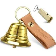 NedFoss 2" Loud Bear Bell with Whistle Set for Hikers, 3 in 1 Hiking Gear Solid Brass Bear Bells with Silencer, Emergency Whistle and Carabiner