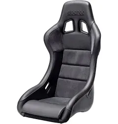 Sparco R100 Seat - Black Fabric with Blue Stitching - Recline Lever, Base Mount