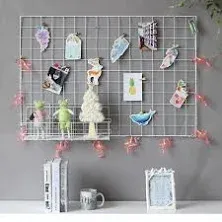 Grid Wall Panel White Wall Grid Organizer Multifunctiona<wbr/>l Wire Wall Grid