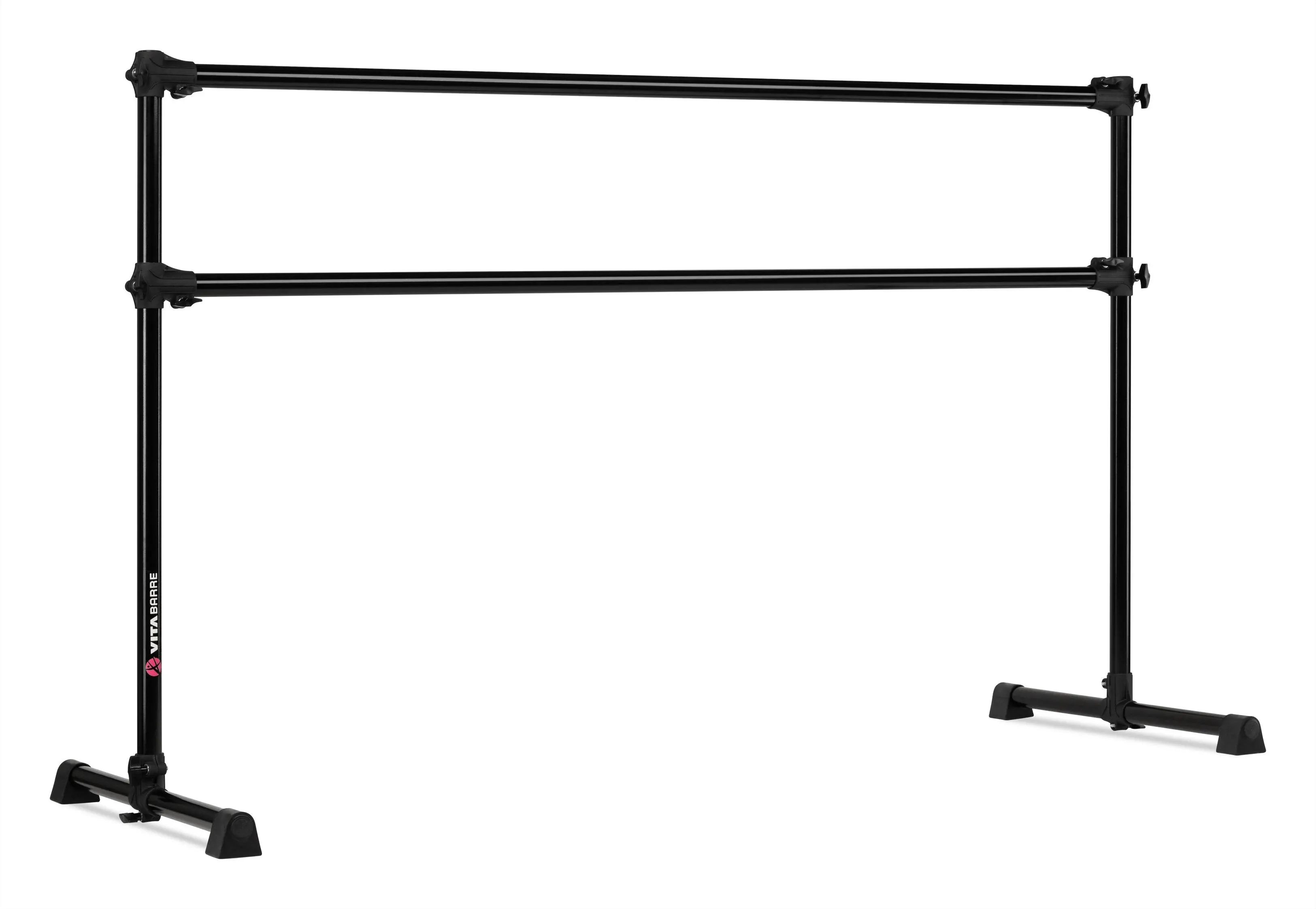 VitaBarre Prodigy Series: Modern Aluminum Double Bar Freestanding Ballet Barre 6-8 ft, 6 ft / Black / Add Name