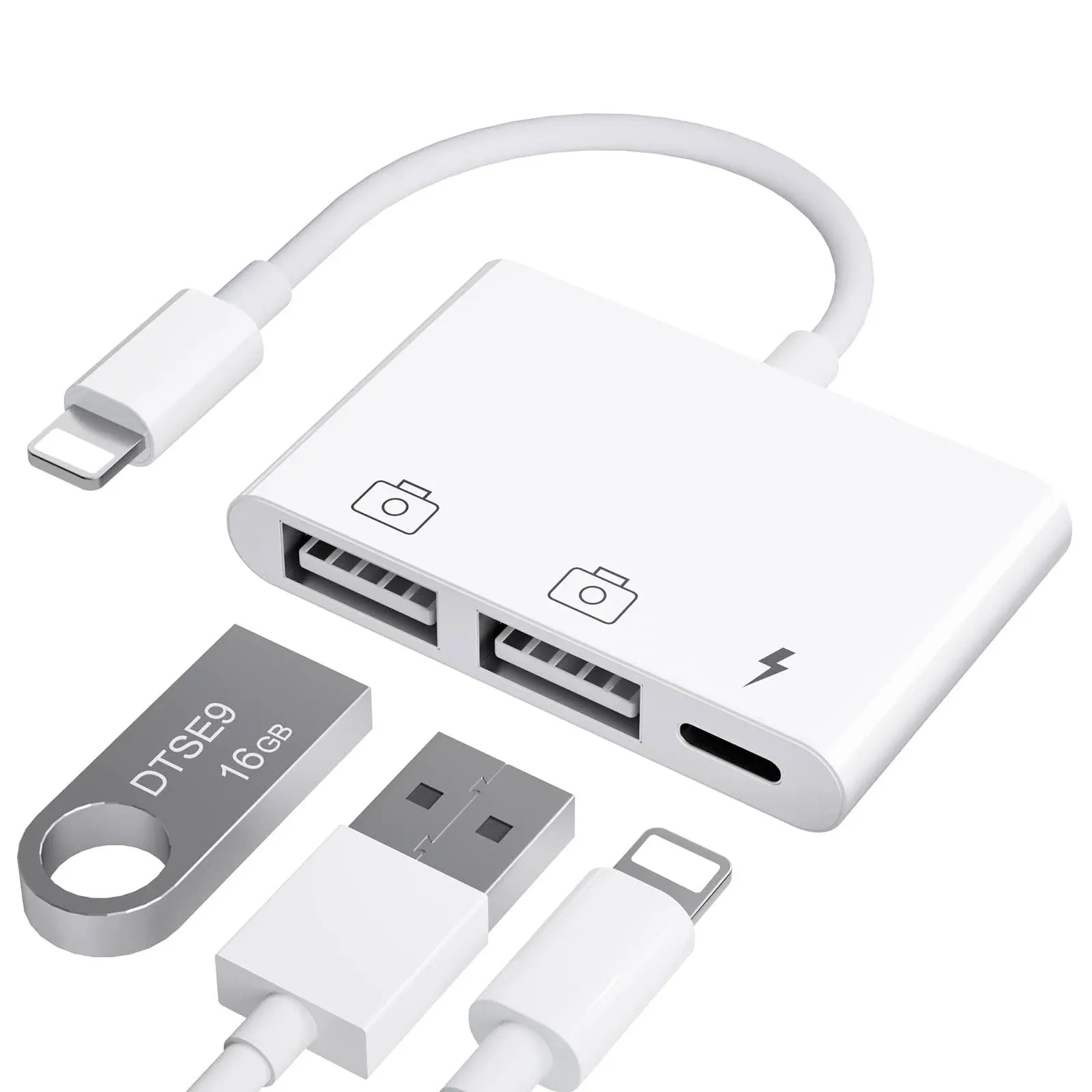 Amllen iPad to Usb Adapter Usb for iPad iPhone to Usb Adapter Compatible Iphoneipad Plug N Play Compatible with Usb Flash Dri