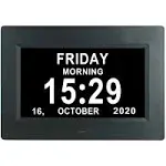 7 Inch Extra Large Day Date Time Digital Day Calendar Clock with Auto-Dimming