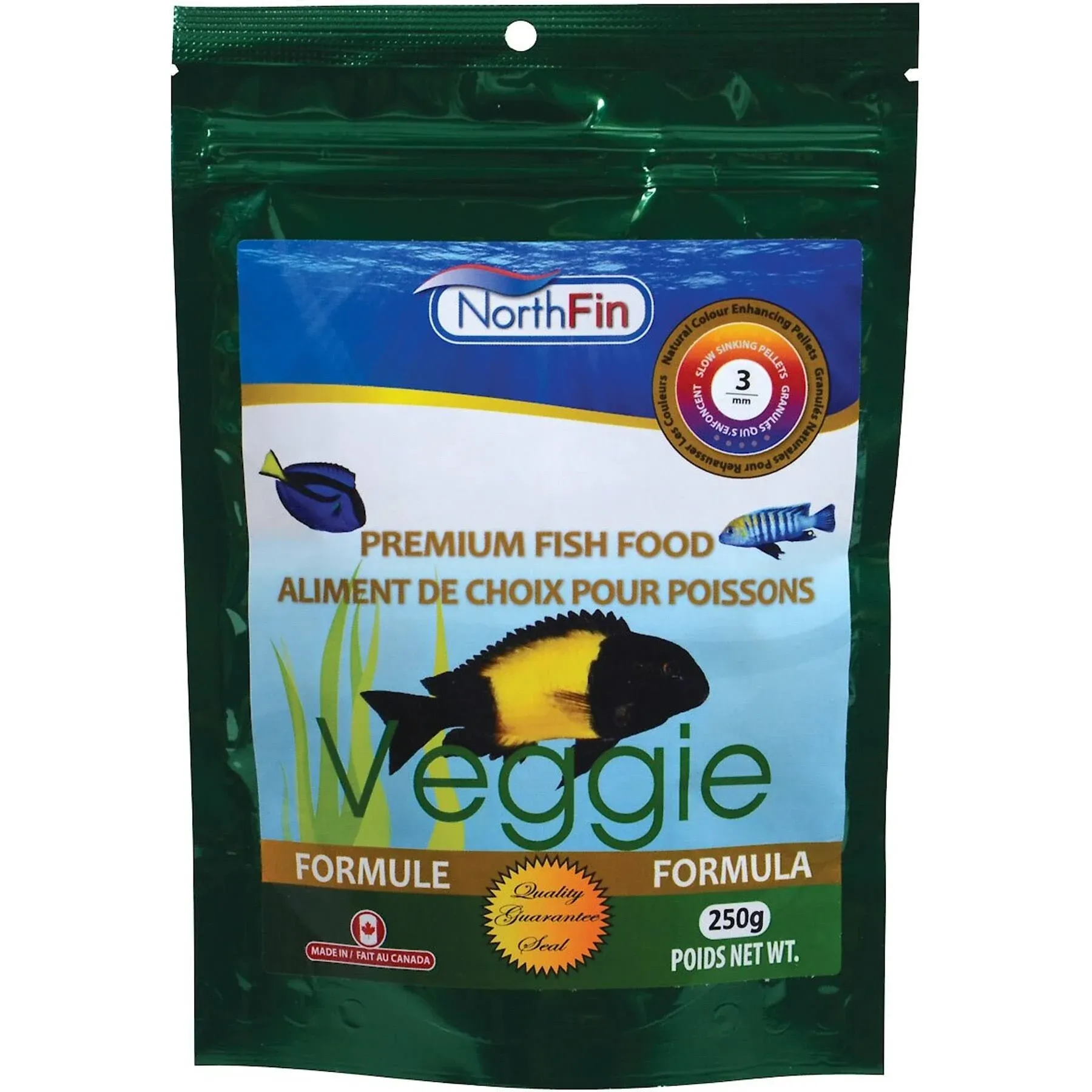 NorthFin Veggie Formula - 3 mm Sinking Pellets - 250 G