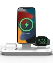 Mophie 3-in-1 Magsafe Wireless Charging Stand for Apple iPhone, AirPodsAirPods Pro Watch, 15W Super-Fast Charging, Stylish Gloss Finish - White Mag