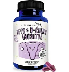 Legendairy Milk Pure Inositol Supplement - Myo Inositol and D-Chiro Inositol Capsules - Ideal 40:1 Ratio - Ovarian & Fertility Support for Women - 30 Day Supply