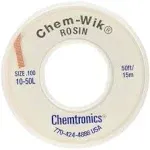 Chemtronics Desoldering Braid, Chem-Wik, Rosin, 10-50L 0.10", 50ft.