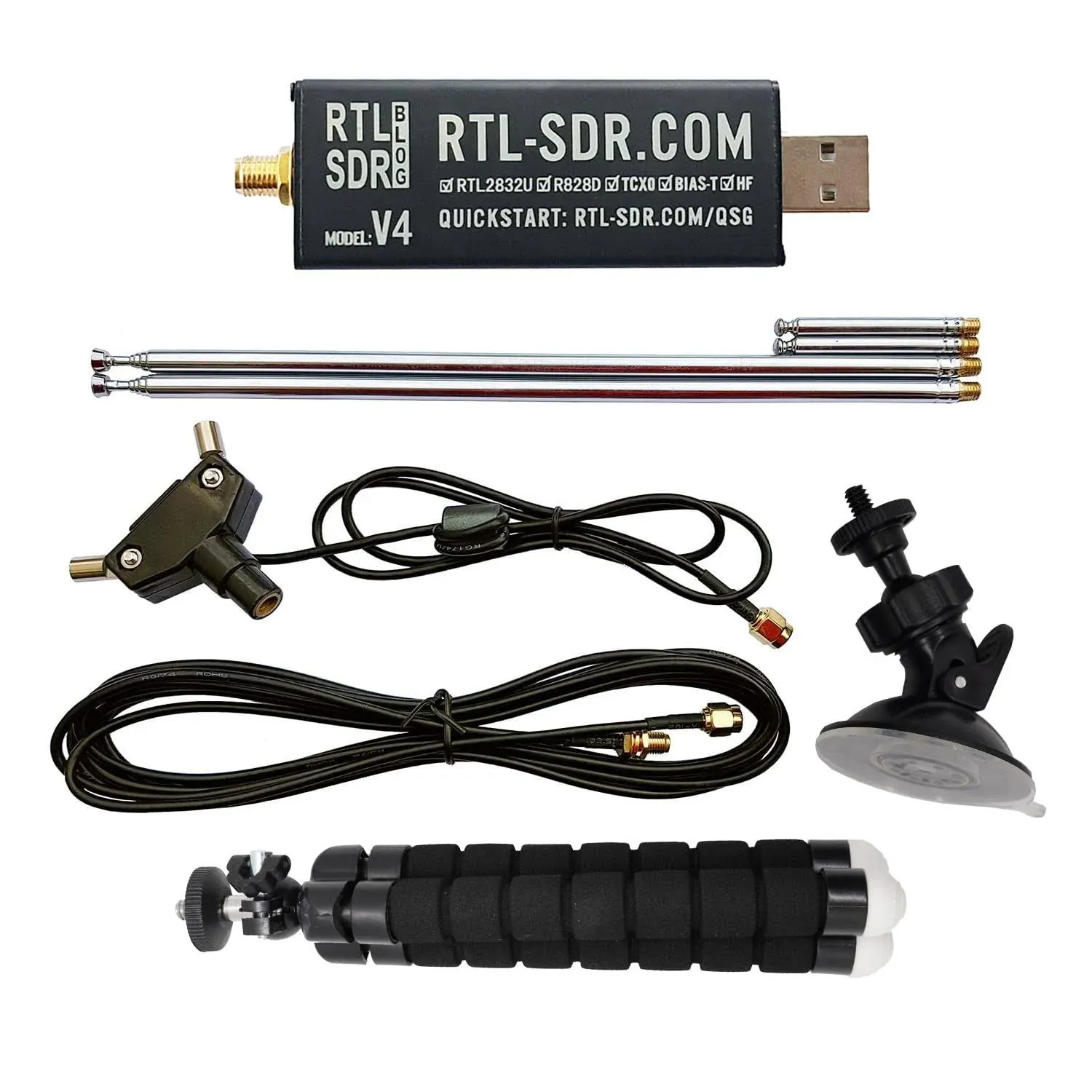 RTL-SDR Blog V4 R828D RTL2832U 1ppm TCXO HF Bias Tee SMA Software Defined Radio ...