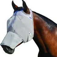  Crusader Horse Fly Mask with Long Nose, Grey, Horse 