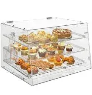 ROVSUN 3 Tier 21 Inch Bakery Pastry Display Case Countertop