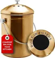 EPICA Countertop Compost Bin Kitchen | 1.3 Gallon | Odorless Composting Bin with Carbon Filters | Indoor Compost Bin with Lid | Stainless Steel Kitchen Composter for Food Scraps & Waste Recycling