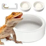 2 Reptile Food Dish Bowl, Worm Water Dish Small Lizard Gecko Ceramic Pet Bowl