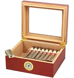 Premium Cigar Humidor for 25-50 Cigars - Elegant Humidor humidor with Hygrometer and Humidifier - Cedar Lined Cigar Box for Optimal Humidity Control