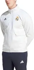 REAL MADRID TRAINING FOOTBALL SOCCER JACKET WITH ZIPPED WHITE ADIDAS MENS sz XS