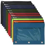 Trail maker Clear Pencil Pouch for 3 Ring Binder 24 Cases in 8 Colors 