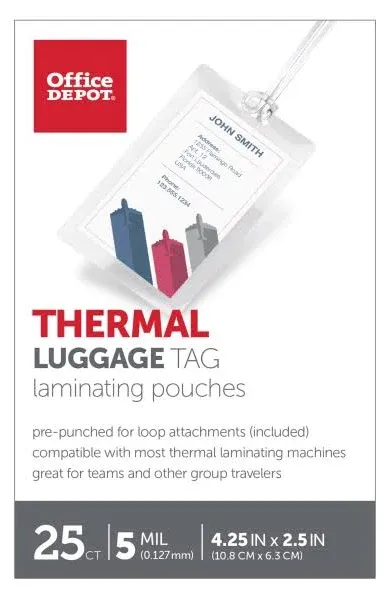 Office Depot Luggage Tag with Loop Laminating Pouches