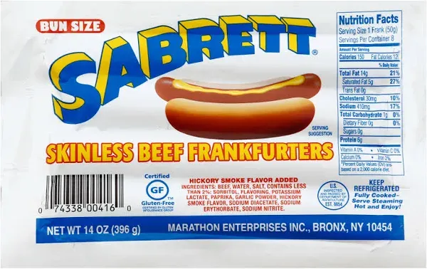 Sabrett Skinless Beef Frankfurters