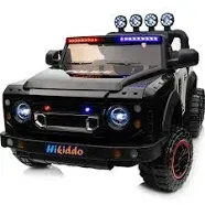 Electric Police Car for Kids 2 Seater, 24V 4WD Ride on Toy for Big Kids with Remote Control, 4x200W Motors, 5mph Max Speed - Black