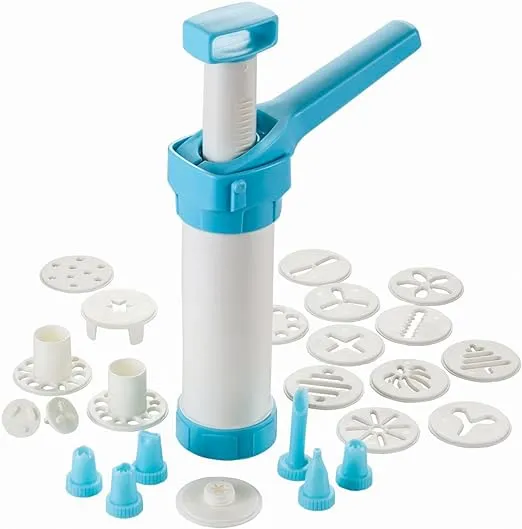 Hutzler Easy Action Cookie Press and Food Decorator, one Size, White/Turquoise