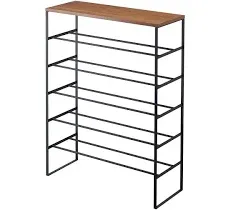 Yamazaki Tower 6 Tier Wood Top Shoe Rack