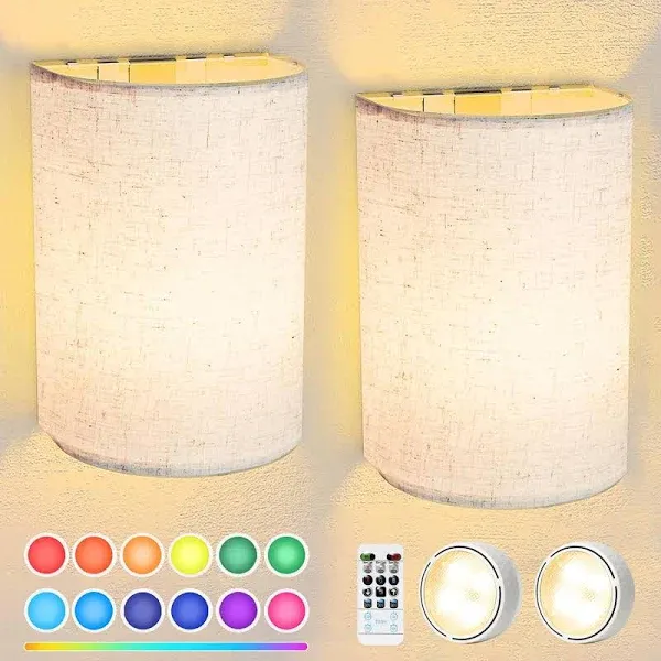 FINCMY Battery Operated Wall Sconces Set of Two