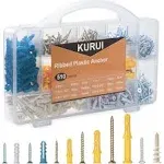 510PCS Drywall Anchors and Screws Assortment Kit, 265 Plastic Wall Anchors and 2