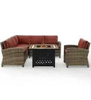 Crosley Furniture Bradenton 5Pc Outdoor Wicker Sectional Set Weathered Brown