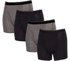 4 Pack Kirkland Signature Supima Cotton Tagless Boxer Briefs - Black &amp; Gray - L