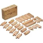 SainSmart Jr. Wooden Train Track 24pcs, Track Expansion Compatible with All Major Brands Toddler Railway Toy Train Set Boys Train Set 3+