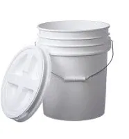 5 Gallon White Bucket & Gamma Seal Lid - Food Grade Plastic Pail & Gamma2 Screw Seal Tight Lid (White)