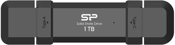 Silicon Power 250GB DS72 Portable USB 3.2 Gen 2 Type-C/Type-A SSD Solid State Drive Stick (Black)