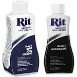 Rit Liquid Dye Black 8 Oz &amp; Rit Dye Liquid Fabric Dye, 8-Ounce, Navy Blue (1)