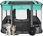 Romantic Bear Dog Playpen,Pet Playpen, Foldable Dog Cat Playpens,Portable Exercise Kennel Tent, Water-Resistant Removable Shade Cover, Indoor