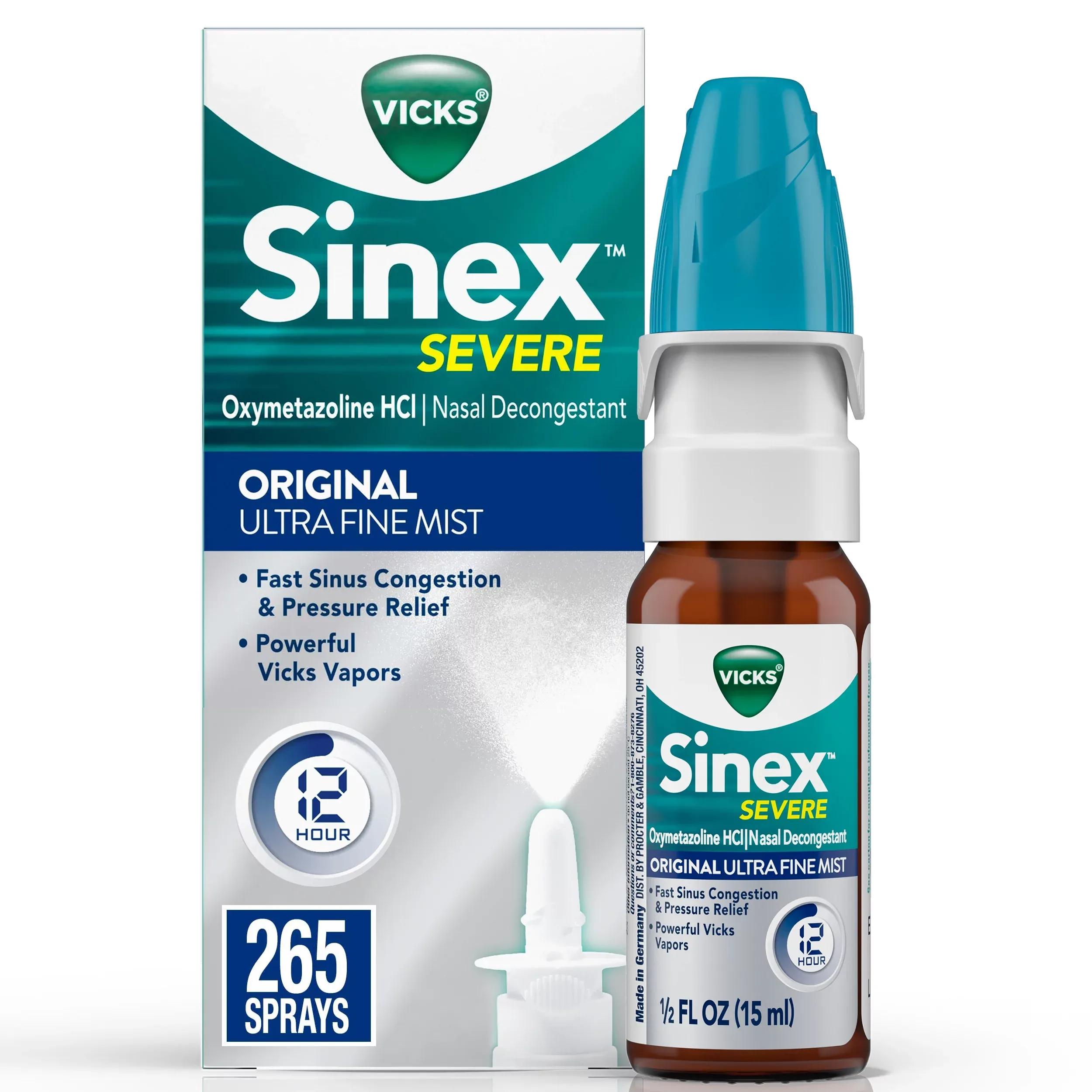 Vicks Sinex Severe Ultra Fine Nasal Mist, Sinus Relief Medicine, 265 Sprays