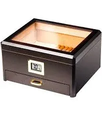 Enstatite A5043 Cigar Humidor, 25-50 CT, Ebony Finish