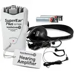 SuperEar Personal Sound Amplifier, Pocket Sound Amplifier, Headphones & Discreet Earbuds w/Auto Shut off & Case, On/Off Volume Control, Hearing Amplifier for Seniors and Audiologists - Plus SE7500