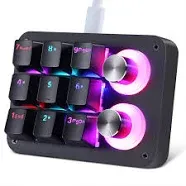 Koolertron Mechanical Numpad Macro Keyboard with 2 Knobs, 9-Key Numeric Keypad LED Backlit Gaming Keyboard, Fully Programmable Keyboard