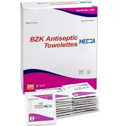 Hand Wipes Benzalkonium Chloride Swabs Individual BZK Single-Use Packets by MEDca