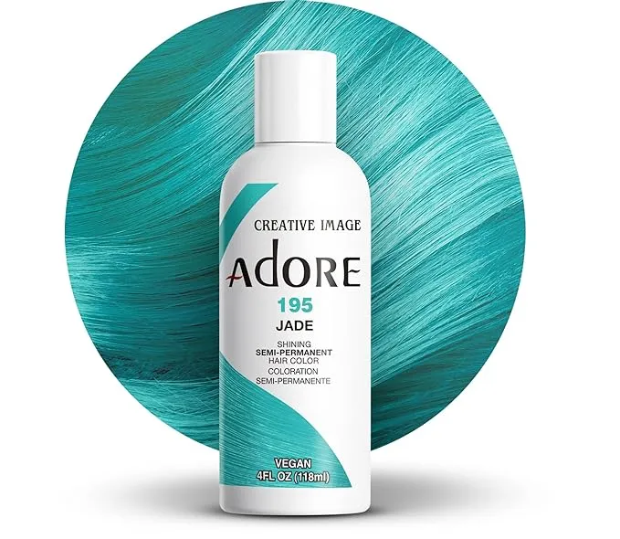 Adore Semi Permanent Hair Color - Vegan and Cruelty-Free Hair Dye - 4 Fl Oz - 195 Jade (Pack of 1)