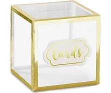 Kate Aspen Gold Frame Collapsible Acrylic Gift Card Box, Decoration Box for Wedding, Bridal Shower Party (10"x10"x10") with 5 Inches Slot