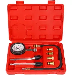 8PCS Compression Tester Kit Professional Petrol Gas Engine Cylinder Pressure ...