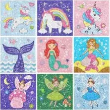  Diamond Painting Kits for Kids | 9 Unique Designed Canvases - Unicorn, Fairy, 