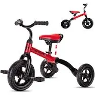 Ygjt 3 in 1 Tricycle for Toddlers Age 2-4 Year Old, Folding Kids Bikes with Adjustable Seat and Removable Pedal