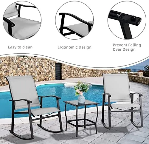 Shintenchi 3 Piece Rocking Bistro Set